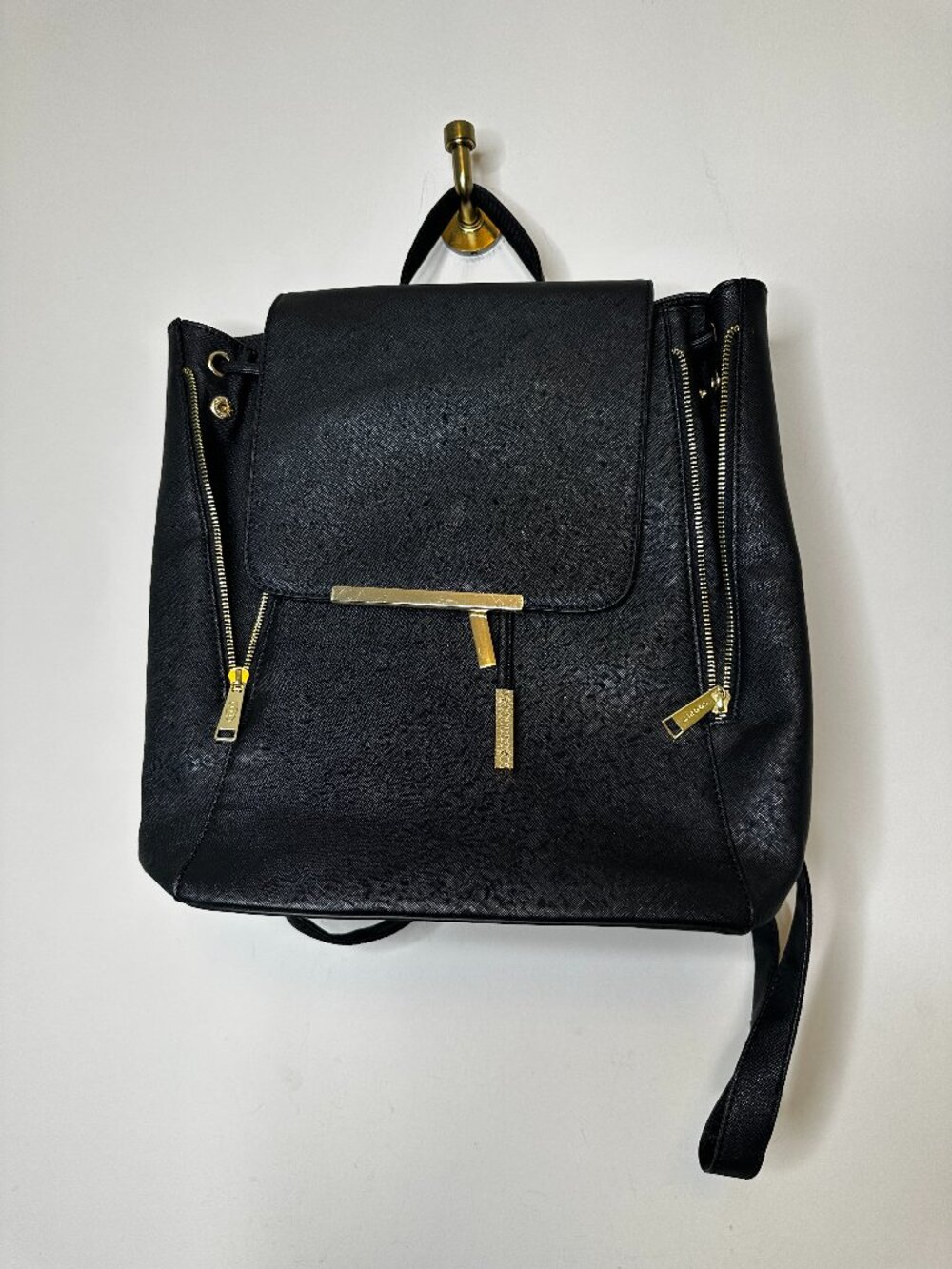 Coofit Black Faux Leather Daypack Backpack